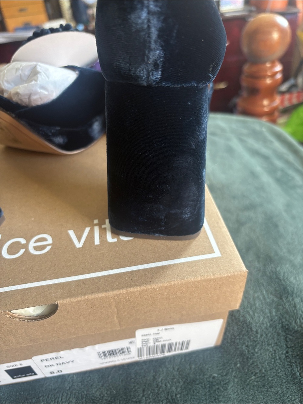Dolce Vita Perel Velvet Floral Platform Heels – Dark Navy - Picture 5 of 9